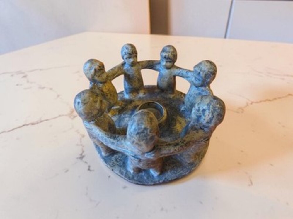 Handmade Terracotta Circle of Friends Tea Light Candle Holder Mexican Folk Art